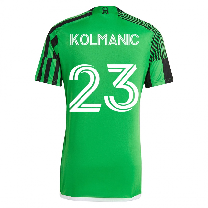 Gyermek Zan Kolmanic #23 Zöld Fekete Hazai Jersey 2023/24 Mez Póló Ing