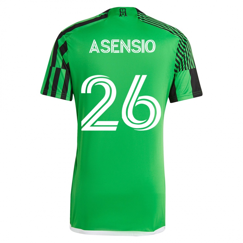 Gyermek Charlie Asensio #26 Zöld Fekete Hazai Jersey 2023/24 Mez Póló Ing