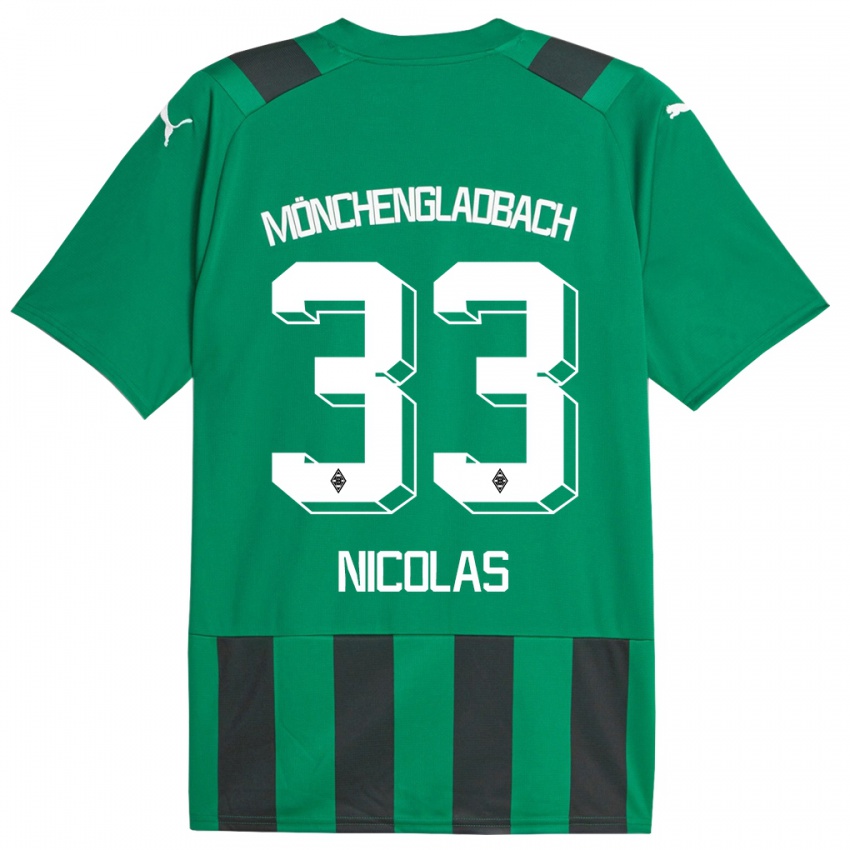 Gyermek Moritz Nicolas #33 Fekete Zöld Idegenbeli Jersey 2023/24 Mez Póló Ing