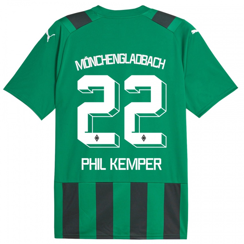 Gyermek Phil Kemper #22 Fekete Zöld Idegenbeli Jersey 2023/24 Mez Póló Ing