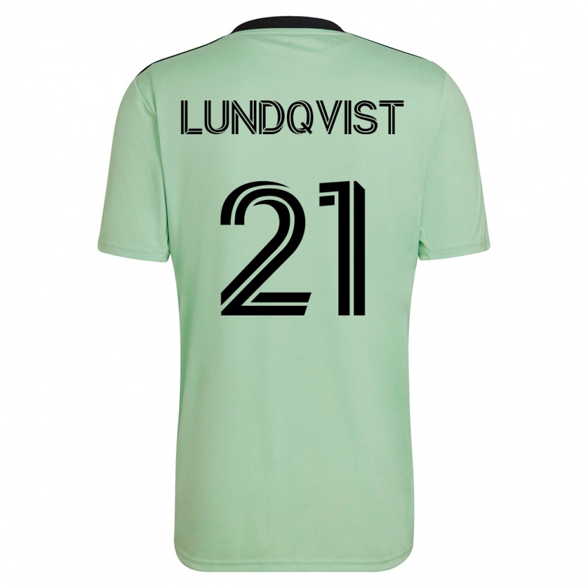 Gyermek Adam Lundqvist #21 Világos Zöld Idegenbeli Jersey 2023/24 Mez Póló Ing