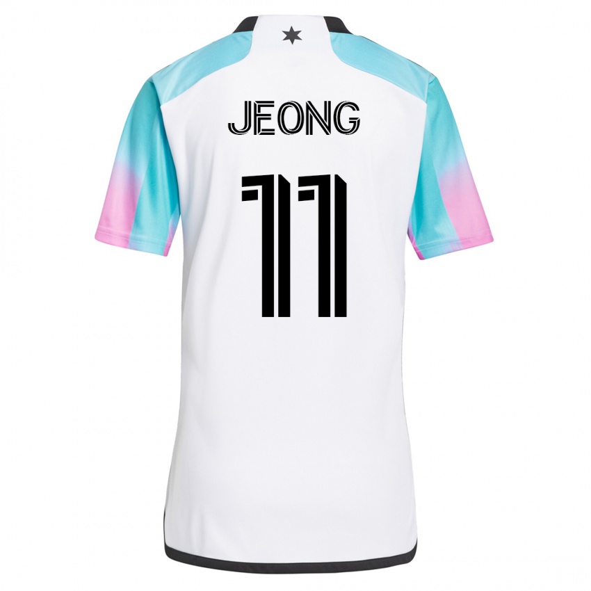 Gyermek Sang-Bin Jeong #11 Fehér Idegenbeli Jersey 2023/24 Mez Póló Ing