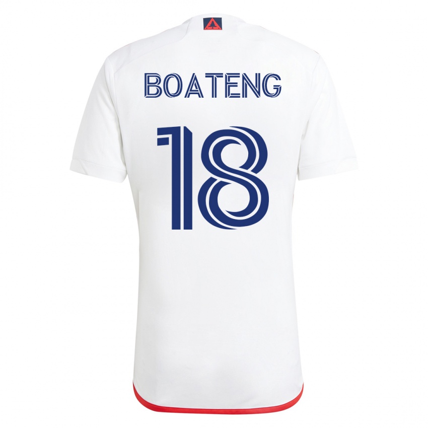 Gyermek Emmanuel Boateng #18 Fehér Piros Idegenbeli Jersey 2023/24 Mez Póló Ing