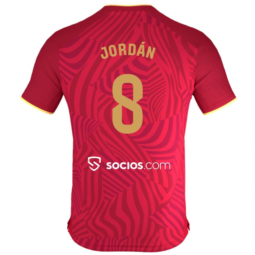 Gyermek Joan Jordán #8 Piros Idegenbeli Jersey 2023/24 Mez Póló Ing