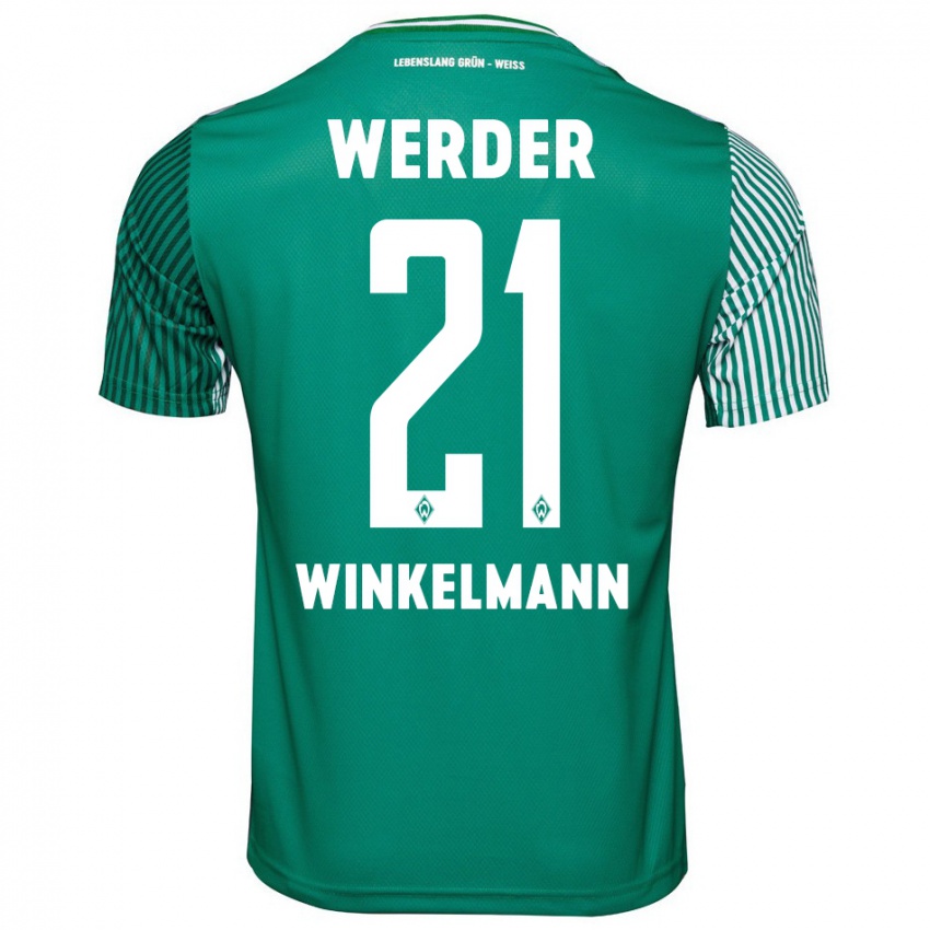 Férfi Till Winkelmann #21 Zöld Hazai Jersey 2023/24 Mez Póló Ing