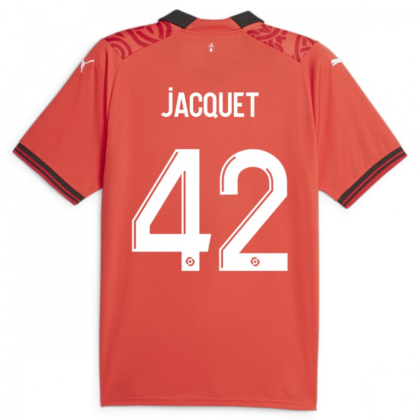 Férfi Jérémy Jacquet #42 Piros Hazai Jersey 2023/24 Mez Póló Ing