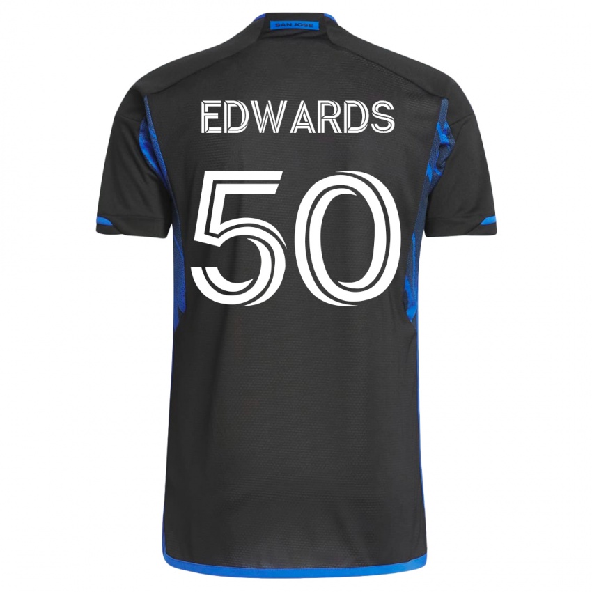 Férfi Aaron Edwards #50 Kék Fekete Hazai Jersey 2023/24 Mez Póló Ing