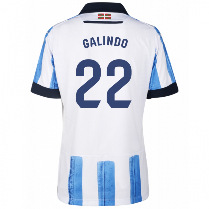 Férfi Iker Galindo #22 Kék Fehér Hazai Jersey 2023/24 Mez Póló Ing