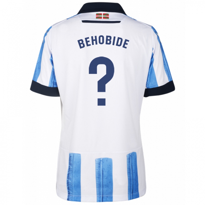 Férfi Eneko Behobide #0 Kék Fehér Hazai Jersey 2023/24 Mez Póló Ing