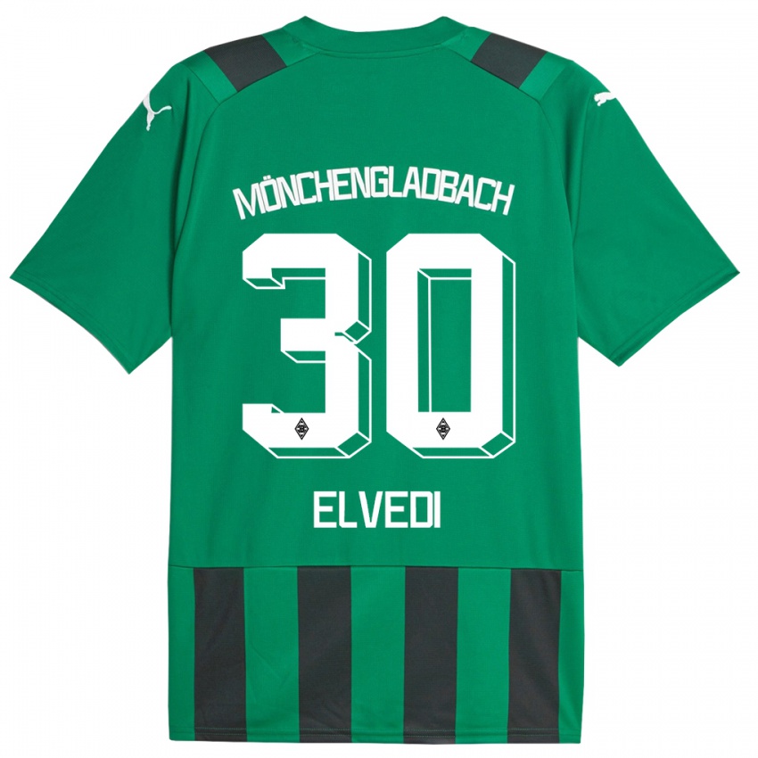 Férfi Nico Elvedi #30 Fekete Zöld Idegenbeli Jersey 2023/24 Mez Póló Ing