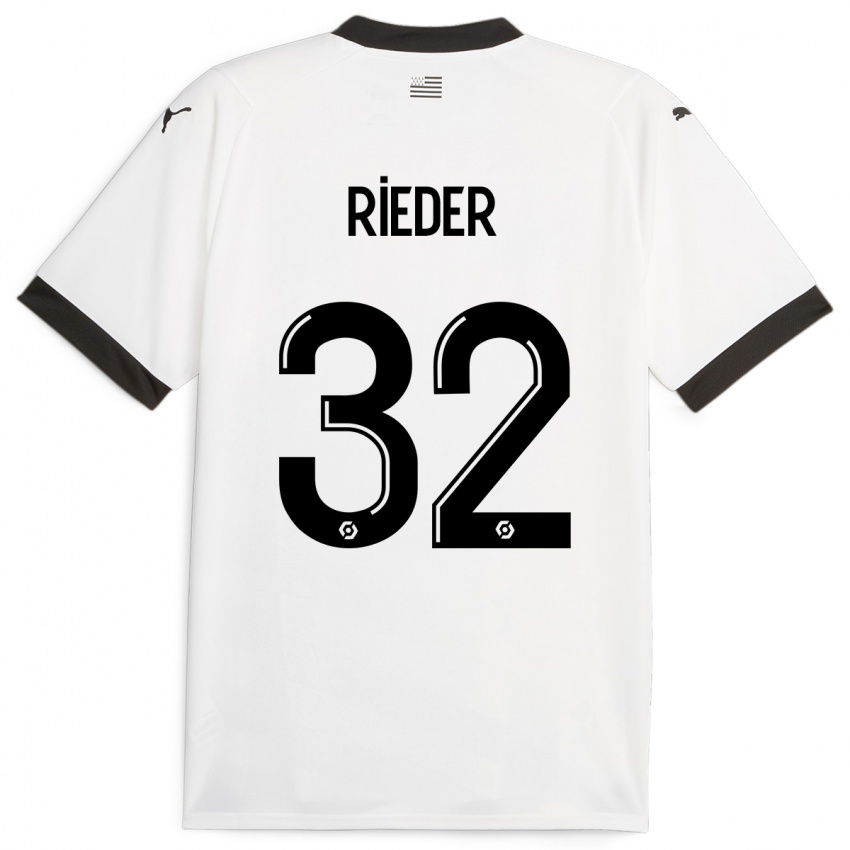 Férfi Fabian Rieder #32 Fehér Idegenbeli Jersey 2023/24 Mez Póló Ing