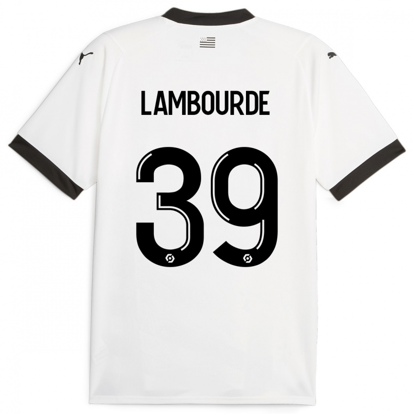 Férfi Mathis Lambourde #39 Fehér Idegenbeli Jersey 2023/24 Mez Póló Ing