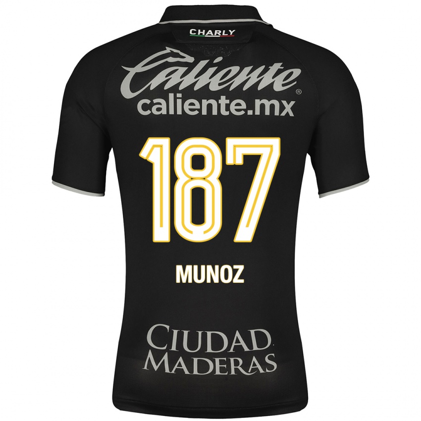 Férfi Diego Muñoz #187 Fekete Idegenbeli Jersey 2023/24 Mez Póló Ing