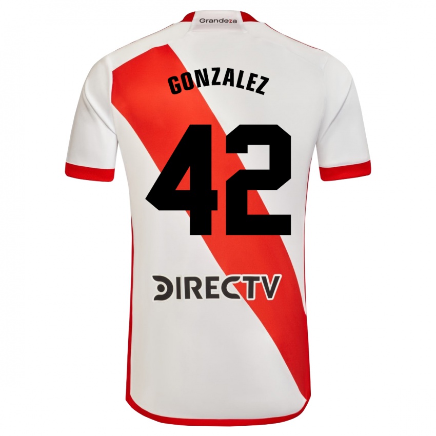 Női Alexis González #42 Fehér Piros Hazai Jersey 2023/24 Mez Póló Ing