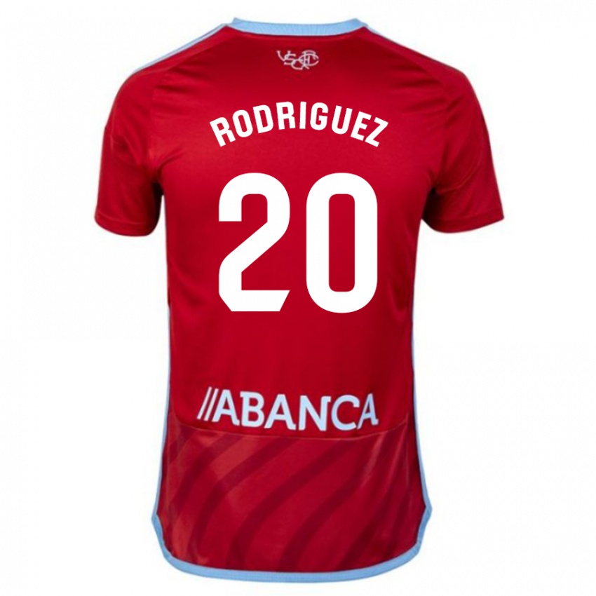 Női Javi Rodríguez #20 Piros Idegenbeli Jersey 2023/24 Mez Póló Ing