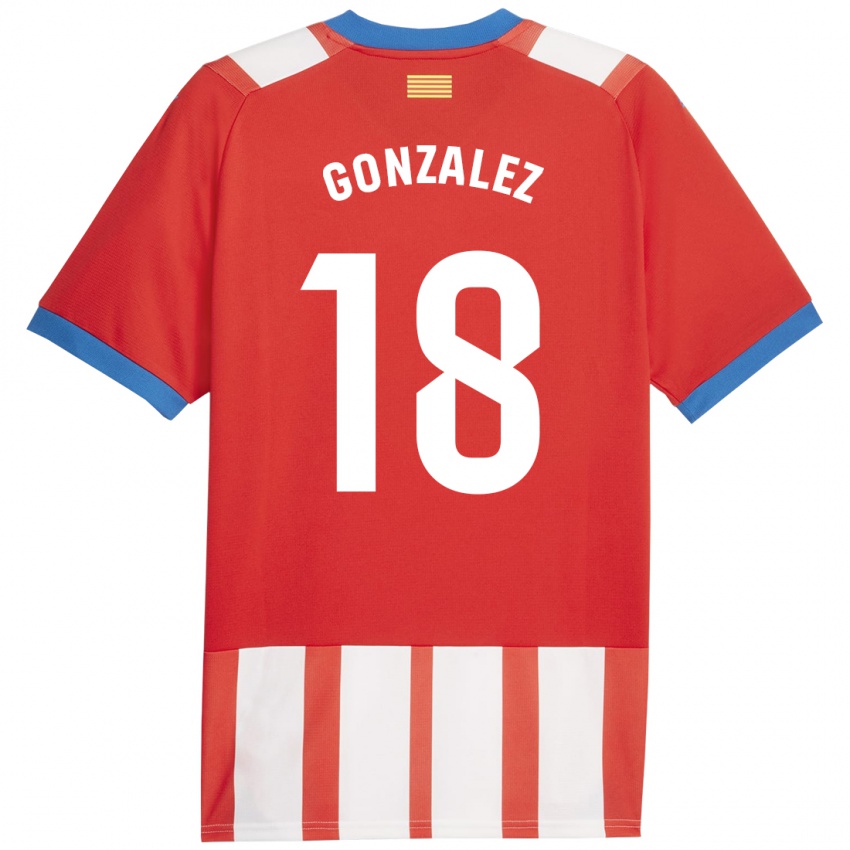 Gyermek Gerard Gonzalez #18 Piros Fehér Hazai Jersey 2023/24 Mez Póló Ing