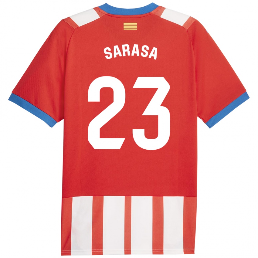 Gyermek Javier Sarasa #23 Piros Fehér Hazai Jersey 2023/24 Mez Póló Ing