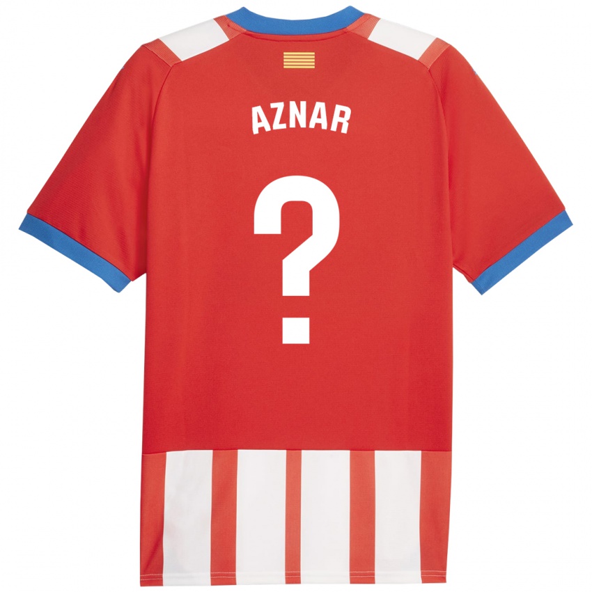 Gyermek Marc Aznar #0 Piros Fehér Hazai Jersey 2023/24 Mez Póló Ing