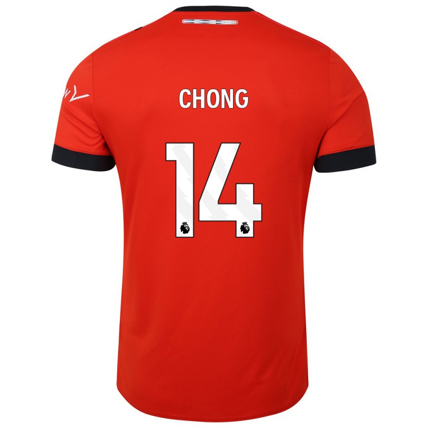 Gyermek Tahith Chong #14 Piros Hazai Jersey 2023/24 Mez Póló Ing