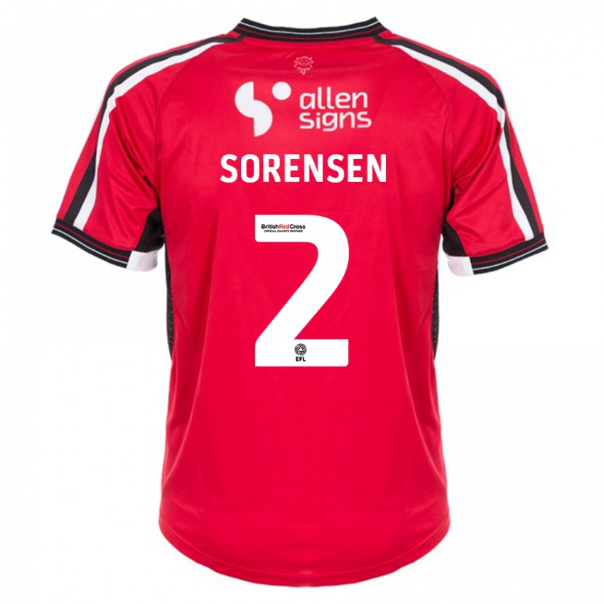 Gyermek Lasse Sörensen #2 Piros Hazai Jersey 2023/24 Mez Póló Ing