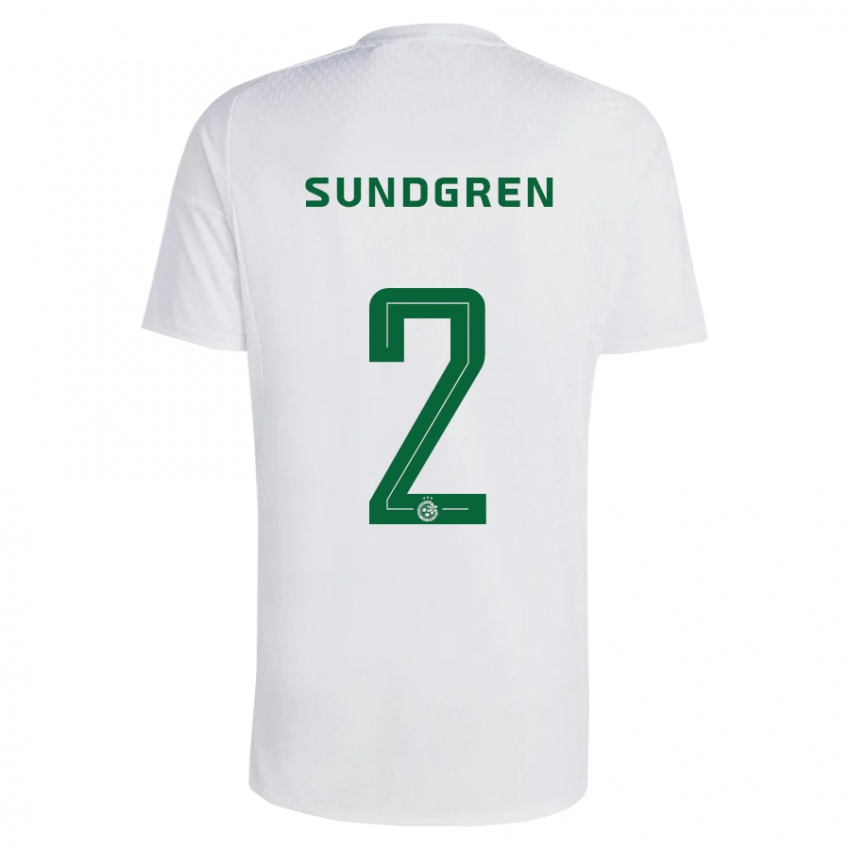 Gyermek Daniel Sundgren #2 Zöldes-Kék Idegenbeli Jersey 2023/24 Mez Póló Ing