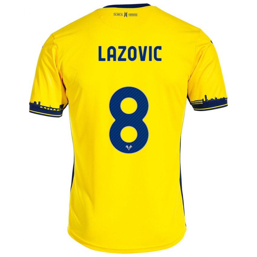 Gyermek Darko Lazović #8 Sárga Idegenbeli Jersey 2023/24 Mez Póló Ing