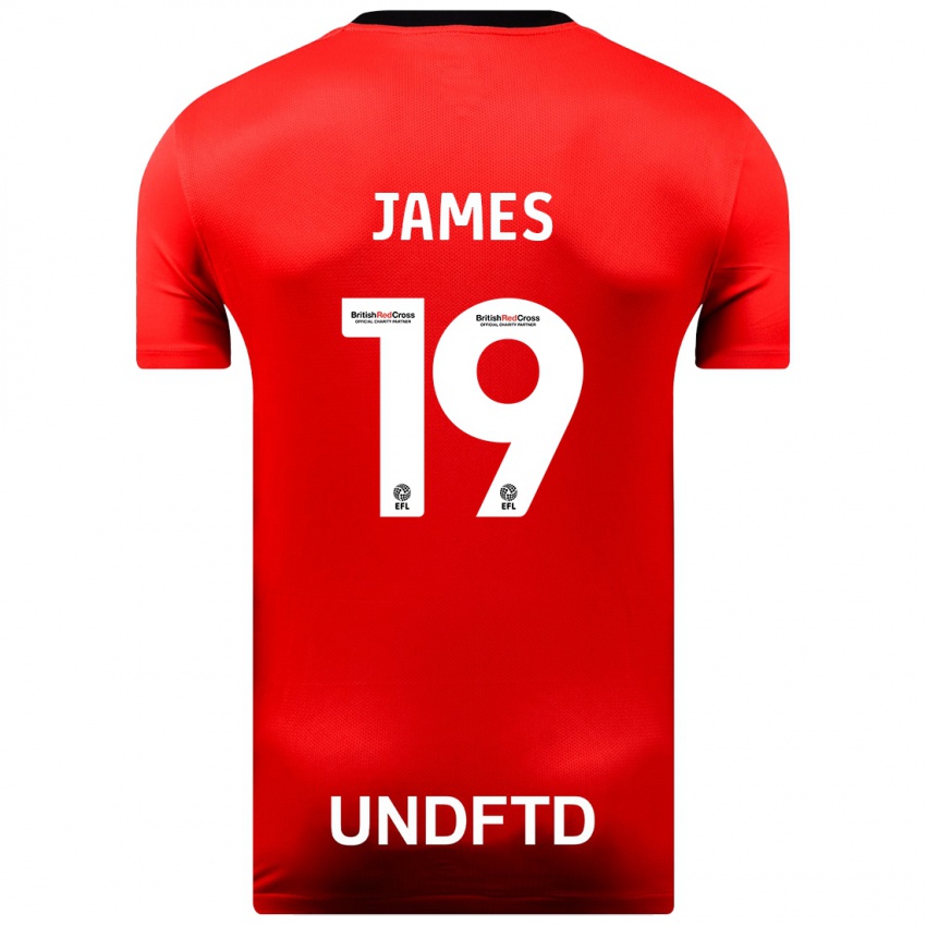 Gyermek Jordan James #19 Piros Idegenbeli Jersey 2023/24 Mez Póló Ing