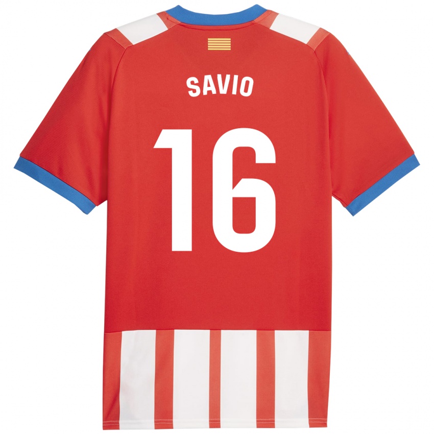 Férfi Savio #16 Piros Fehér Hazai Jersey 2023/24 Mez Póló Ing