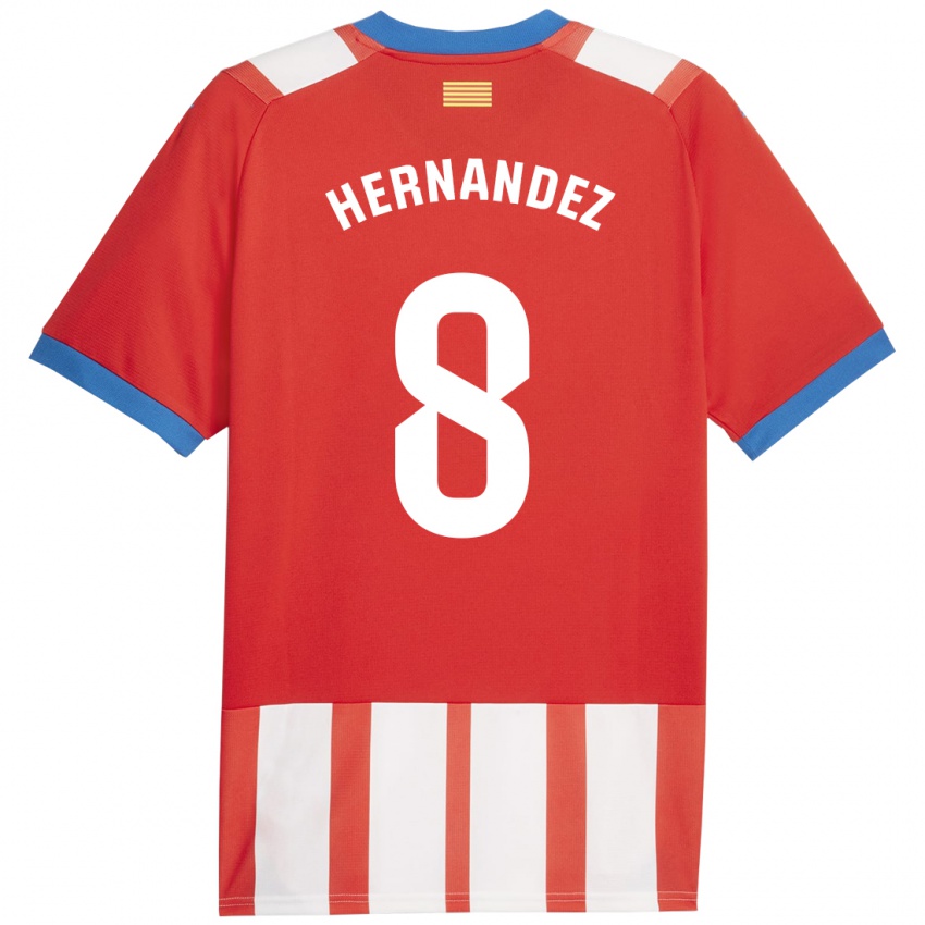Férfi Sofia Hernández #8 Piros Fehér Hazai Jersey 2023/24 Mez Póló Ing