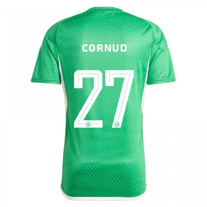 Férfi Pierre Cornud #27 Fehér Kék Hazai Jersey 2023/24 Mez Póló Ing