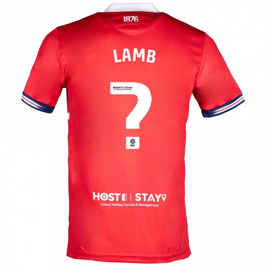 Férfi Oliver Lamb #0 Piros Hazai Jersey 2023/24 Mez Póló Ing