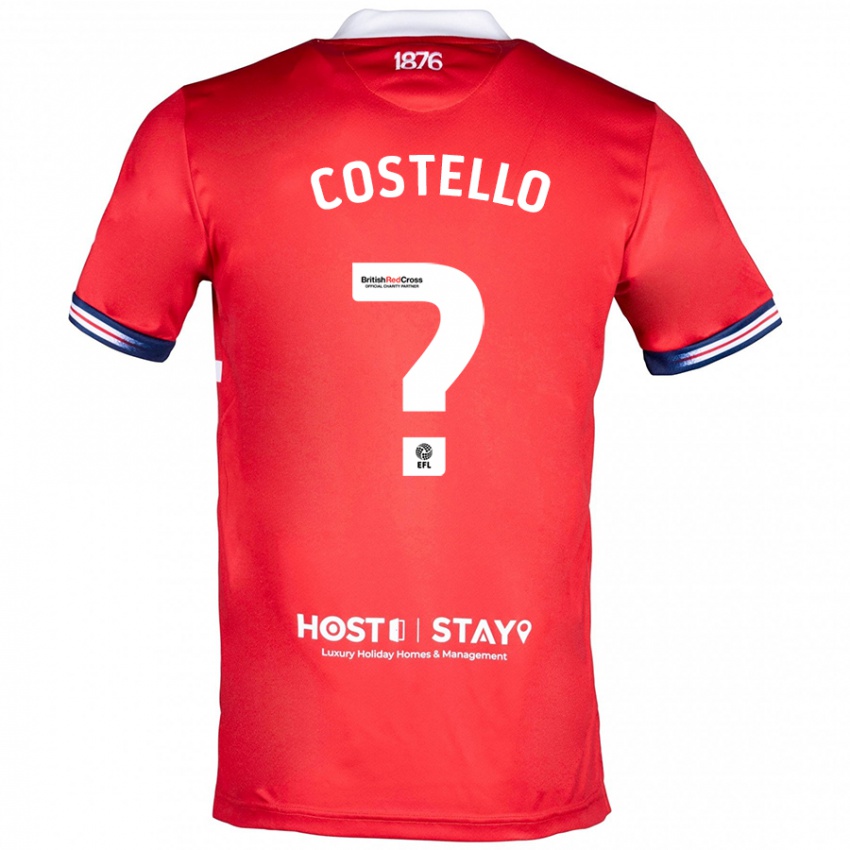 Férfi Jd Costello #0 Piros Hazai Jersey 2023/24 Mez Póló Ing