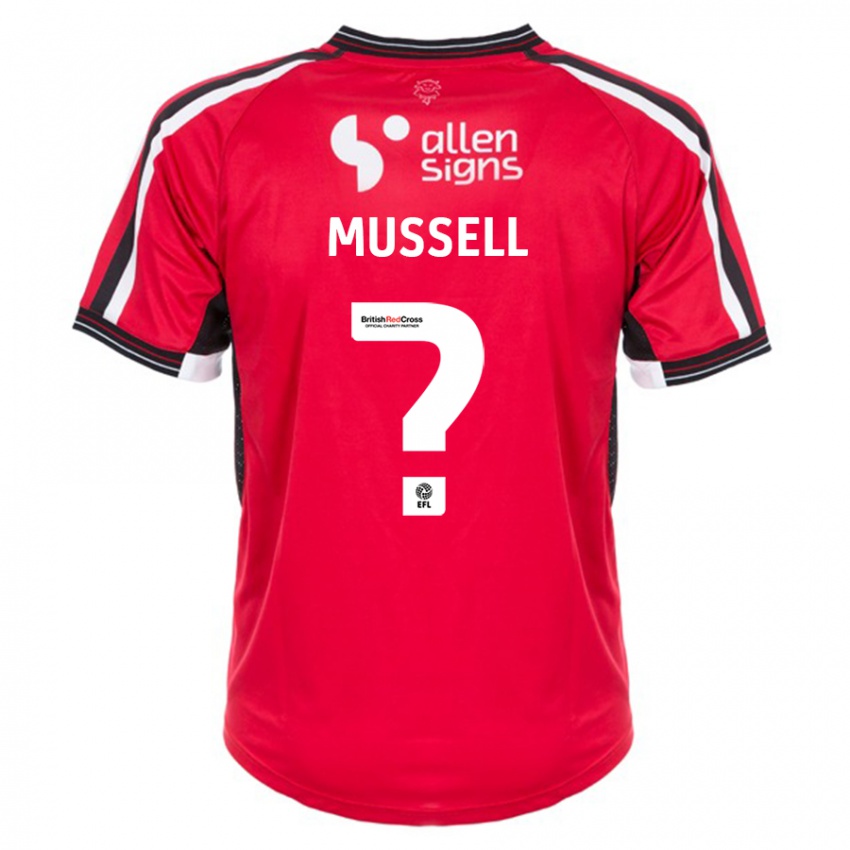 Férfi Theo Mussell #0 Piros Hazai Jersey 2023/24 Mez Póló Ing