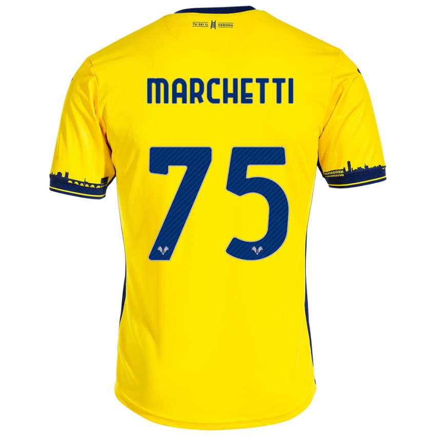 Férfi Nicolò Marchetti #75 Sárga Idegenbeli Jersey 2023/24 Mez Póló Ing