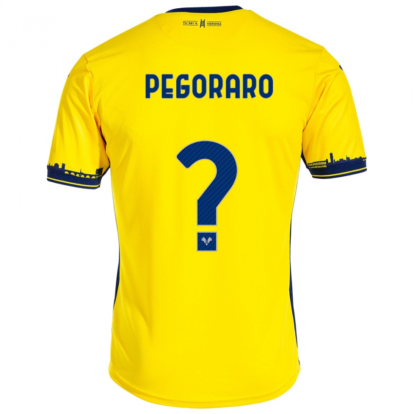 Férfi Leonardo Pegoraro #0 Sárga Idegenbeli Jersey 2023/24 Mez Póló Ing