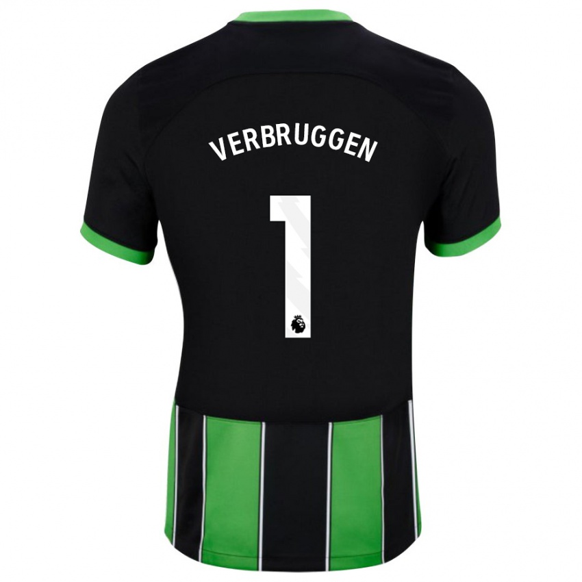 Férfi Bart Verbruggen #1 Fekete Zöld Idegenbeli Jersey 2023/24 Mez Póló Ing