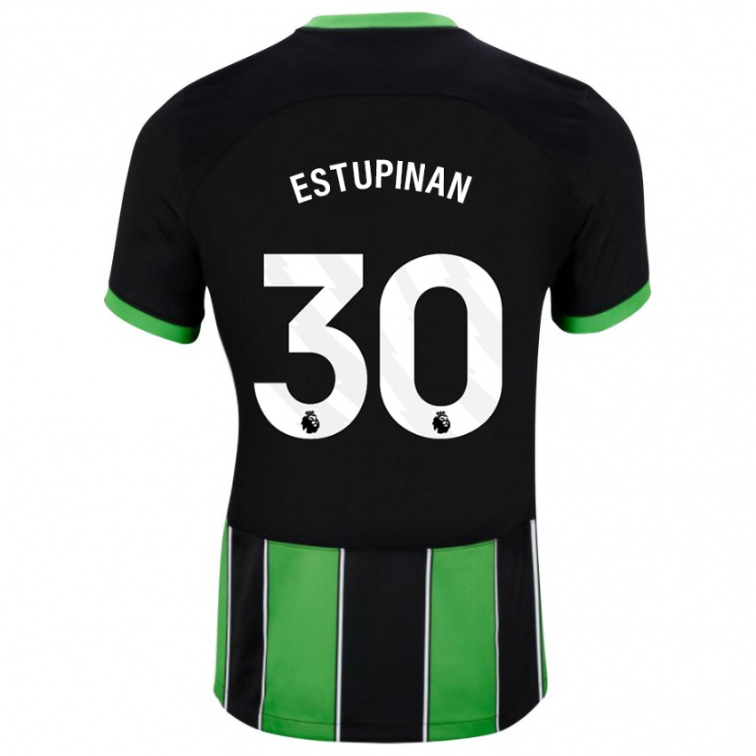 Férfi Pervis Estupinan #30 Fekete Zöld Idegenbeli Jersey 2023/24 Mez Póló Ing