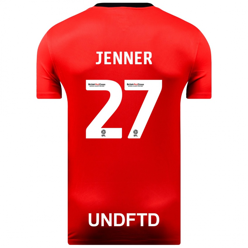 Férfi Abbi Jenner #27 Piros Idegenbeli Jersey 2023/24 Mez Póló Ing