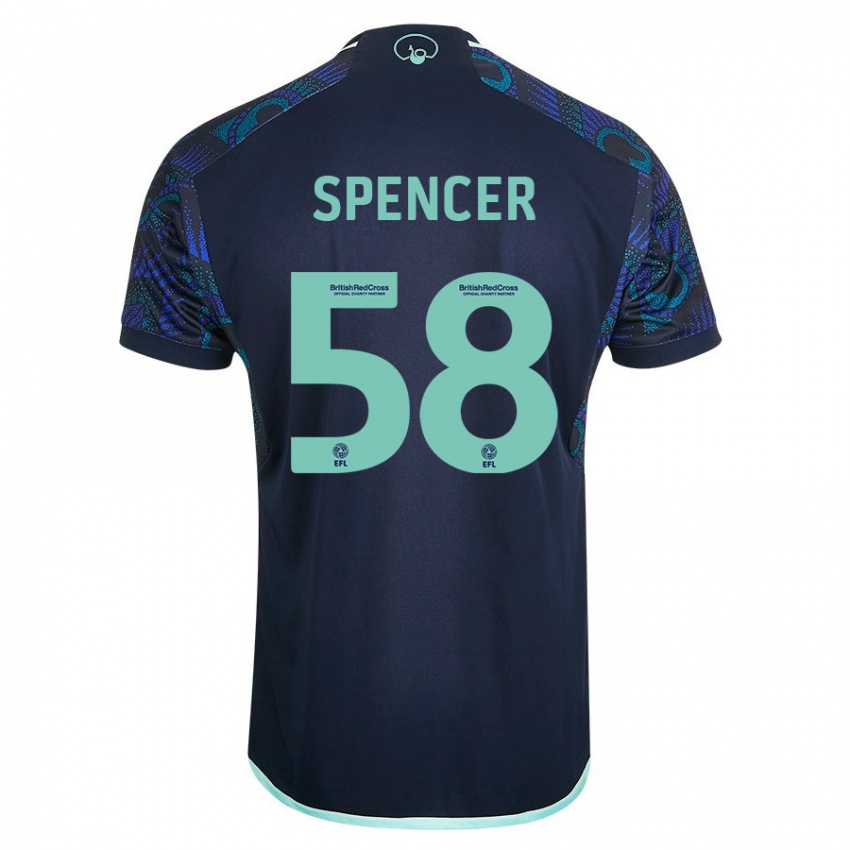 Férfi Morten Spencer #58 Kék Idegenbeli Jersey 2023/24 Mez Póló Ing