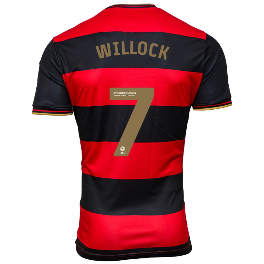 Férfi Chris Willock #7 Fekete Piros Idegenbeli Jersey 2023/24 Mez Póló Ing