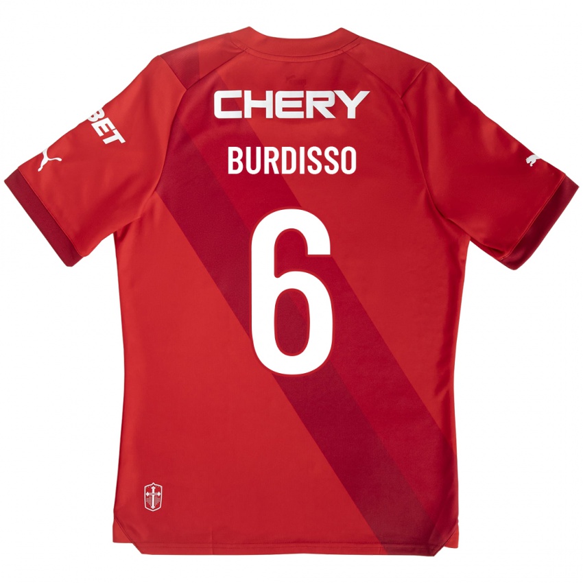 Férfi Guillermo Burdisso #6 Piros Idegenbeli Jersey 2023/24 Mez Póló Ing
