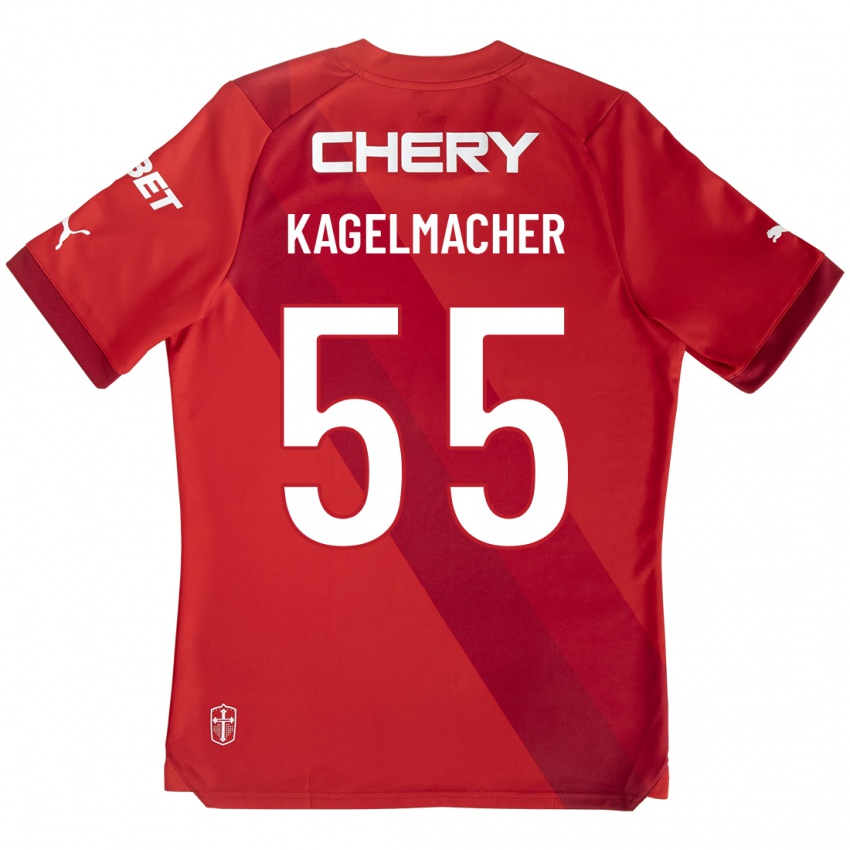 Férfi Gary Kagelmacher #55 Piros Idegenbeli Jersey 2023/24 Mez Póló Ing