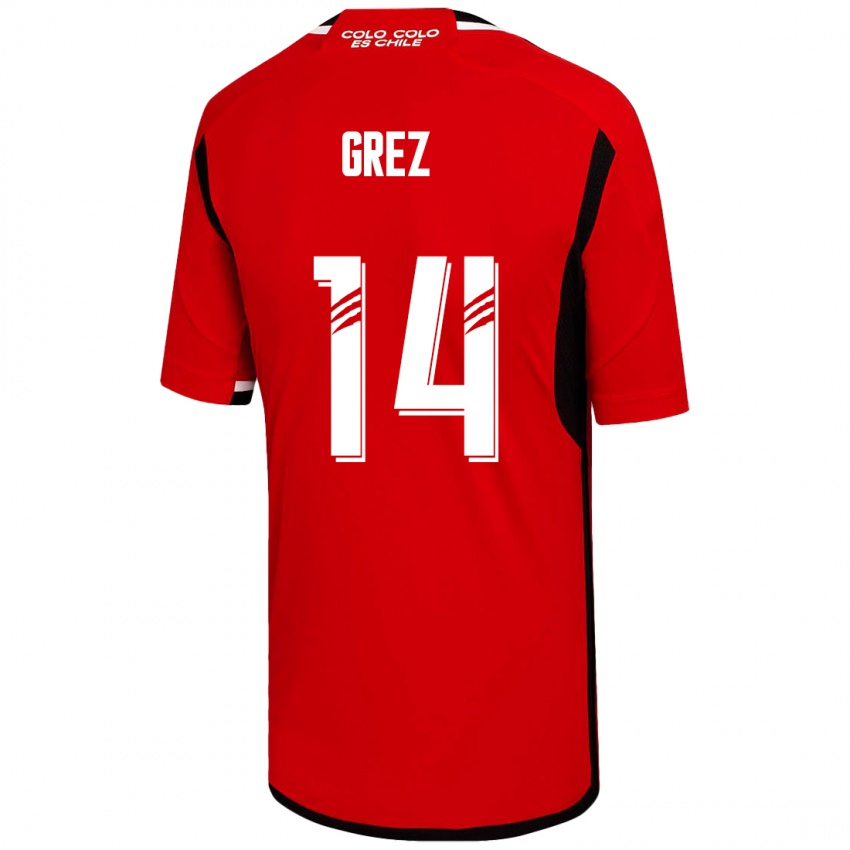 Férfi Javiera Grez #14 Piros Idegenbeli Jersey 2023/24 Mez Póló Ing