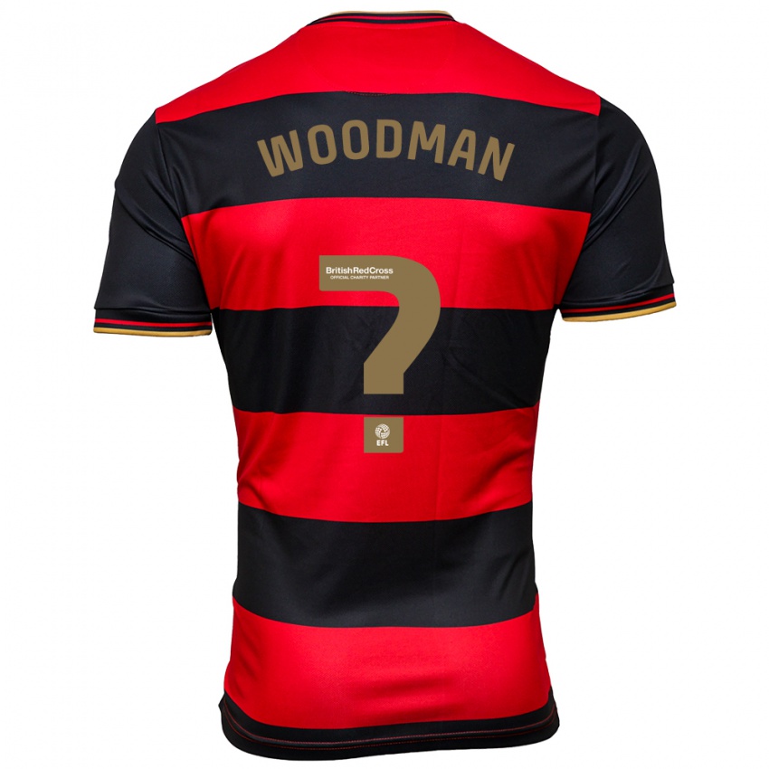 Női Deon Woodman #0 Fekete Piros Idegenbeli Jersey 2023/24 Mez Póló Ing