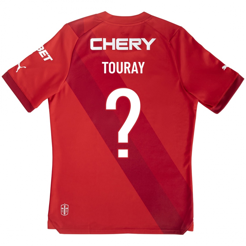 Női Ousman Touray #0 Piros Idegenbeli Jersey 2023/24 Mez Póló Ing