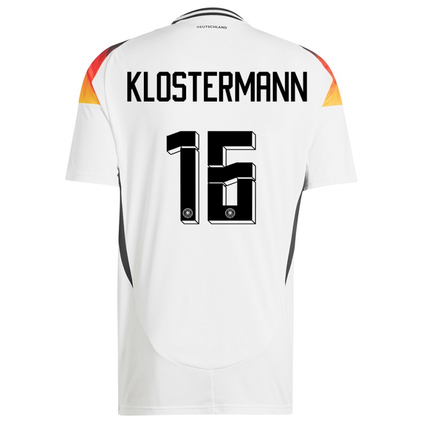 Gyermek Németország Lukas Klostermann #16 Fehér Hazai Jersey 24-26 Mez Póló Ing