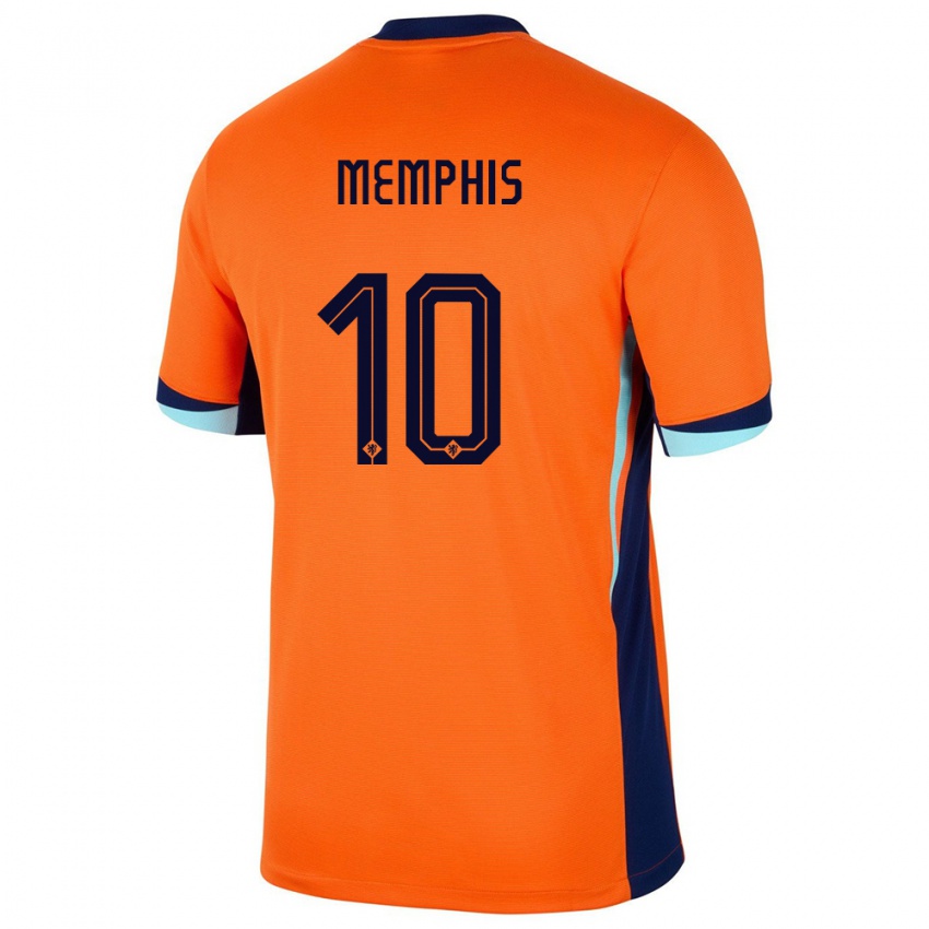 Gyermek Hollandia Memphis Depay #10 Narancs Hazai Jersey 24-26 Mez Póló Ing