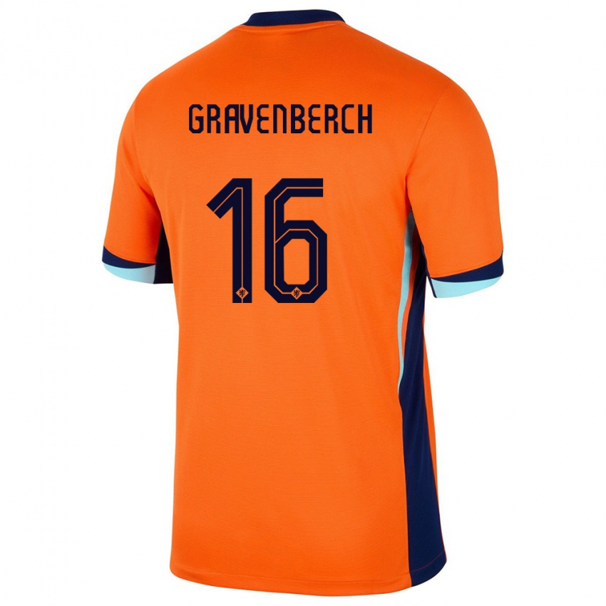 Gyermek Hollandia Ryan Gravenberch #16 Narancs Hazai Jersey 24-26 Mez Póló Ing