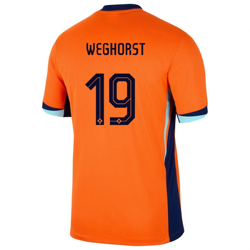 Gyermek Hollandia Wout Weghorst #19 Narancs Hazai Jersey 24-26 Mez Póló Ing