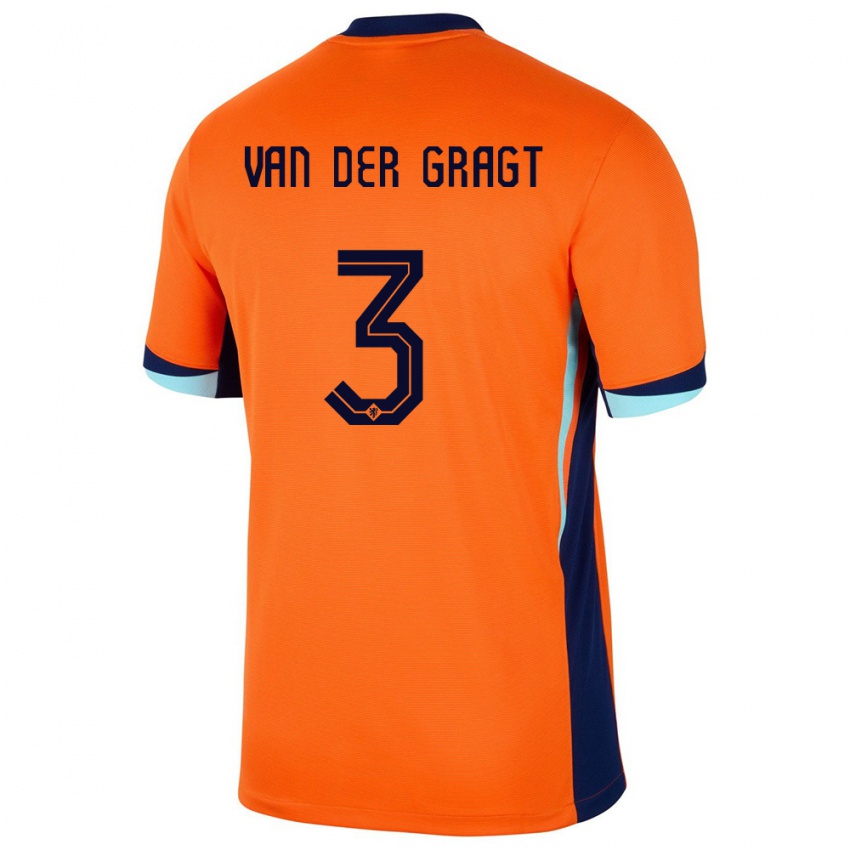 Gyermek Hollandia Stefanie Van Der Gragt #3 Narancs Hazai Jersey 24-26 Mez Póló Ing